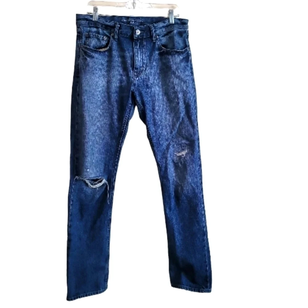Banana Republic Men's Blue Denim Distress Jeans Size 33 X 34